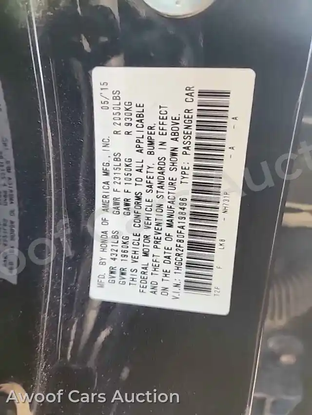 2015 Honda Accord 1HGCR2F80FA198496 — Manheim auction photo 11