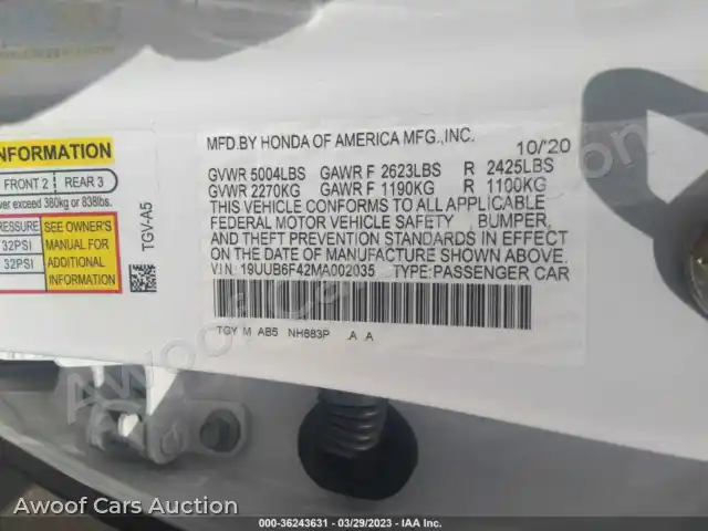 2021 Acura TLX 19UUB6F42MA002035 — Iaai auction photo 9