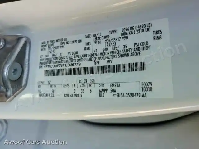 2015 Ford Escape 1FMCU0F76FUB36779 — Manheim auction photo 12