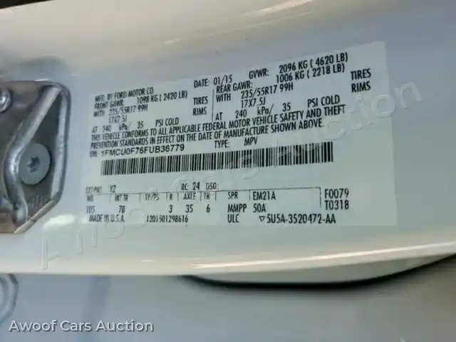 2015 Ford Escape 1FMCU0F76FUB36779 — Manheim auction photo 11