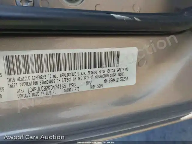 2019 Jeep Cherokee 1C4PJLCB2KD474165 — Iaai auction photo 9