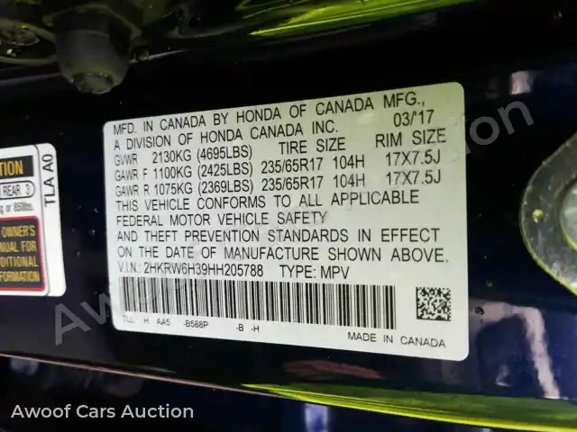 2017 Honda CRV 2HKRW6H39HH205788 — Manheim auction photo 6