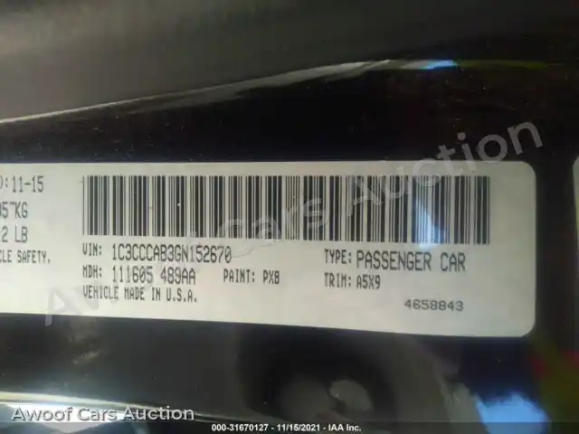 2016 Chrysler 200 1C3CCCAB3GN152670 — hoton gwanjo Iaai na 9