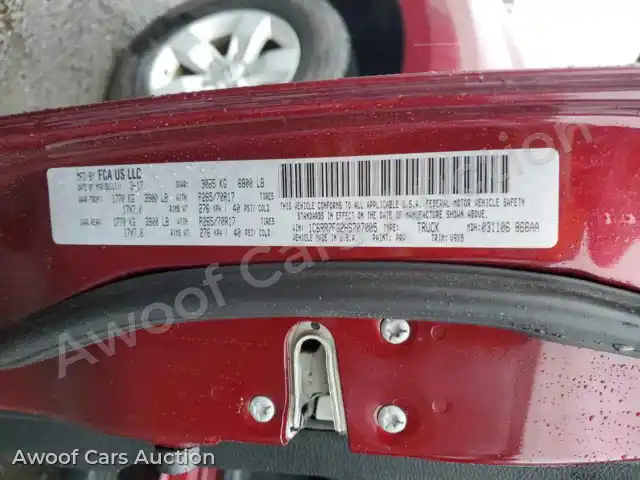 2017 RAM 1500 1C6RR7FG2HS707005 — hoton gwanjo Copart na 12