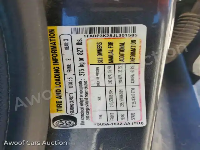 2018 Ford Focus 1FADP3K28JL301585 — Copart auction photo 12