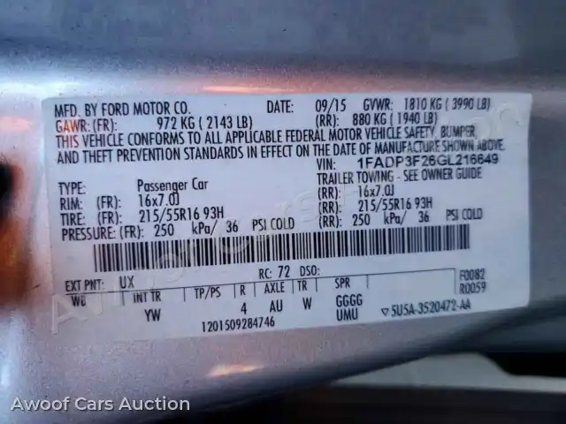 2016 Ford Focus 1FADP3F26GL216649 — photo 12 de la vente Copart