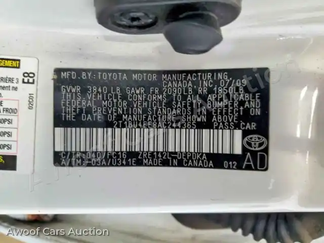 2010 Toyota Corolla 2T1BU4EE8AC244365 — Copart auction photo 12