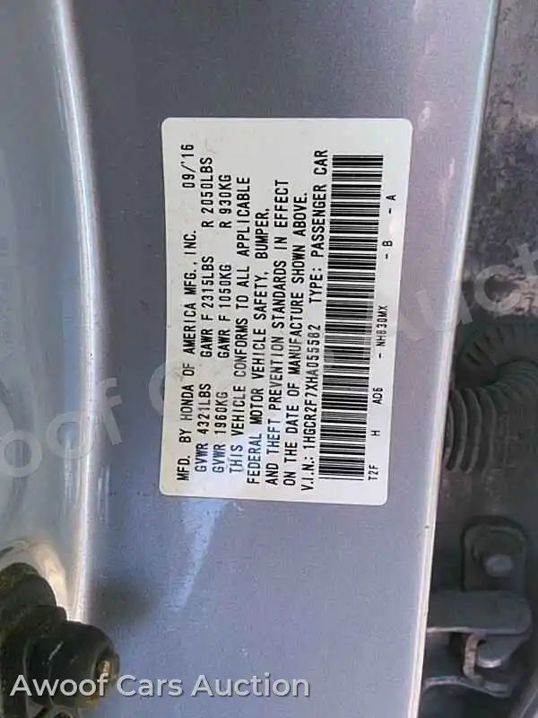2017 Honda Accord 1HGCR2F7XHA055582 — Manheim auction photo 6