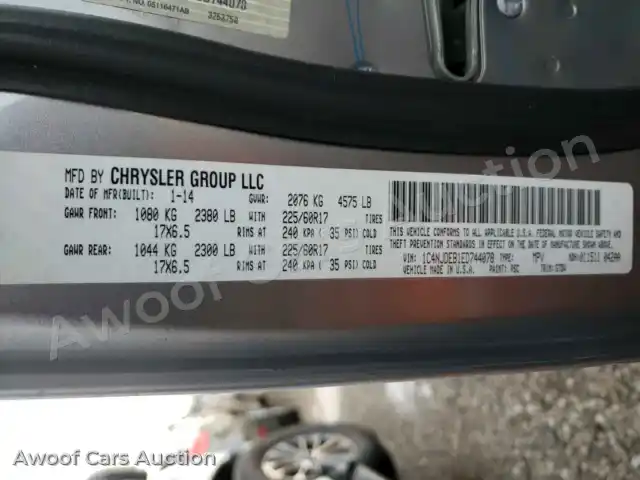 2014 Jeep Compass 1C4NJDEB1ED744078 — hoton gwanjo Copart na 10