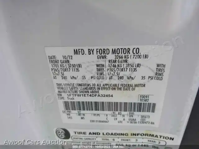 2013 Ford F-150 1FTFW1ET4DFA32454 — Iaai auction photo 9
