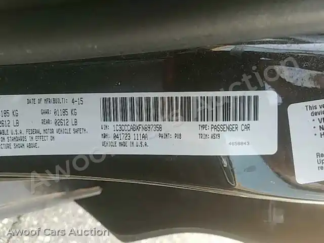 2015 Chrysler 200 1C3CCCABXFN697358 — Manheim auction photo 6