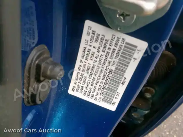 2013 Honda Civic LX 19XFB2F50DE281880 — Copart auction photo 10