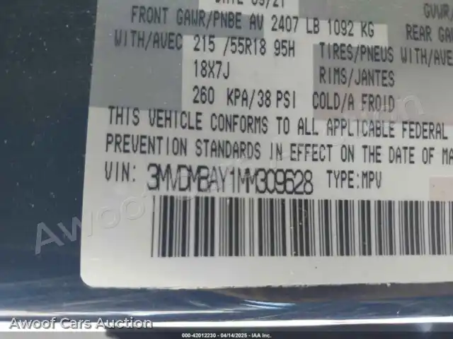 2021 Mazda CX-30 3MVDMBAY1MM309628 — Iaai auction photo 9