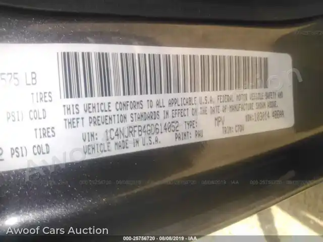 2016 Jeep Patriot 1C4NJRFB4GD614052 — Iaai auction photo 9