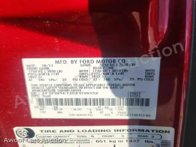2013 Ford F150 1FTFW1ET2DFD39332 — Copart auction photo 12