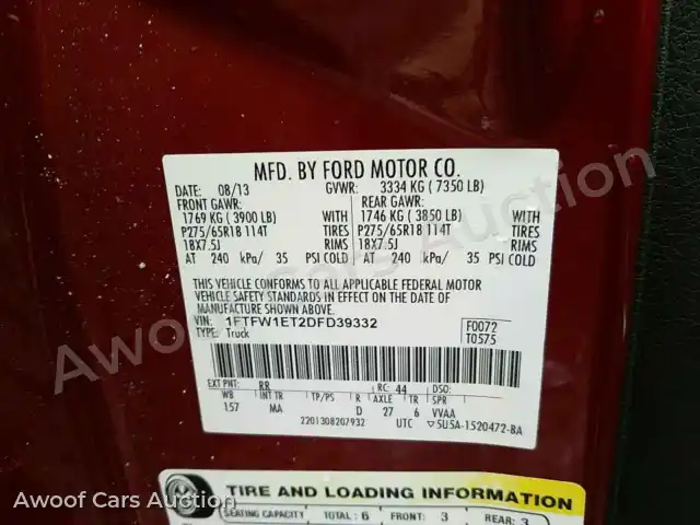 2013 Ford F150 1FTFW1ET2DFD39332 — Manheim auction photo 6