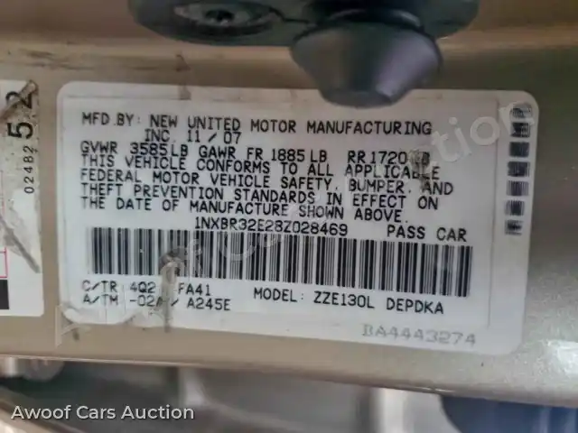 2008 Toyota Corolla 1NXBR32E28Z028469 — Copart auction photo 13