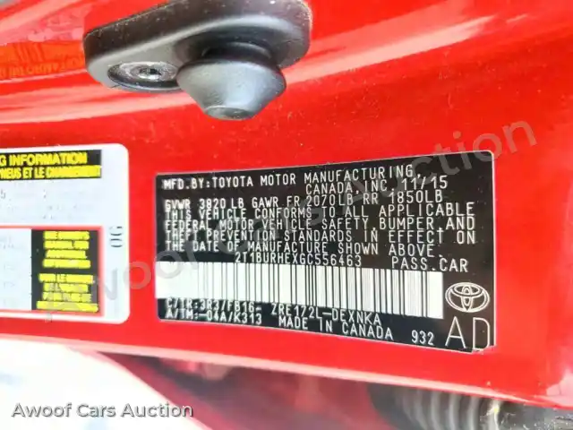 2016 Toyota Corolla 2T1BURHEXGC556463 — Copart auction photo 12