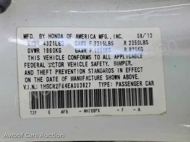 2014 Honda Accord 1HGCR2F84EA003627 — Copart auction photo 12