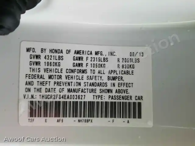 2014 Honda Accord 1HGCR2F84EA003627 — Manheim auction photo 6