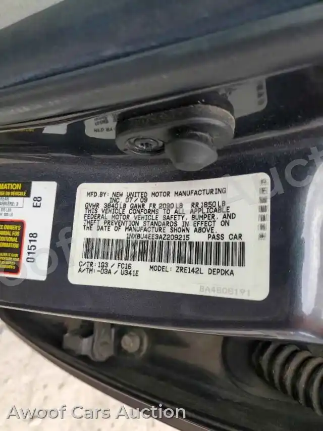 2010 Toyota Corolla 1NXBU4EE3AZ209215 — hoton gwanjo Copart na 12