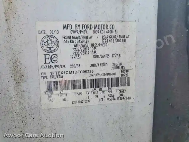2013 Ford F150 1FTEX1CM1DFC96235 — hoton gwanjo Copart na 12