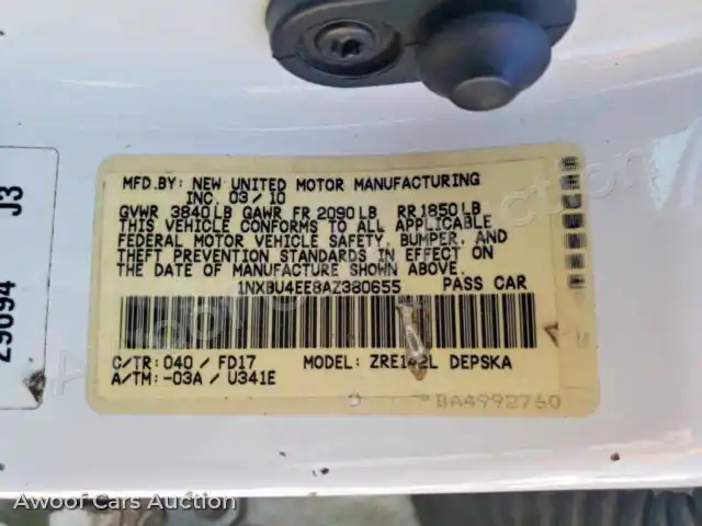 2010 Toyota Corolla S 1NXBU4EE8AZ380655 — Copart auction photo 12