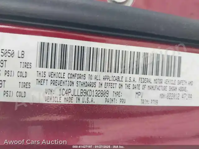 2019 Jeep Cherokee 1C4PJLLB9KD132809 — Iaai auction photo 9