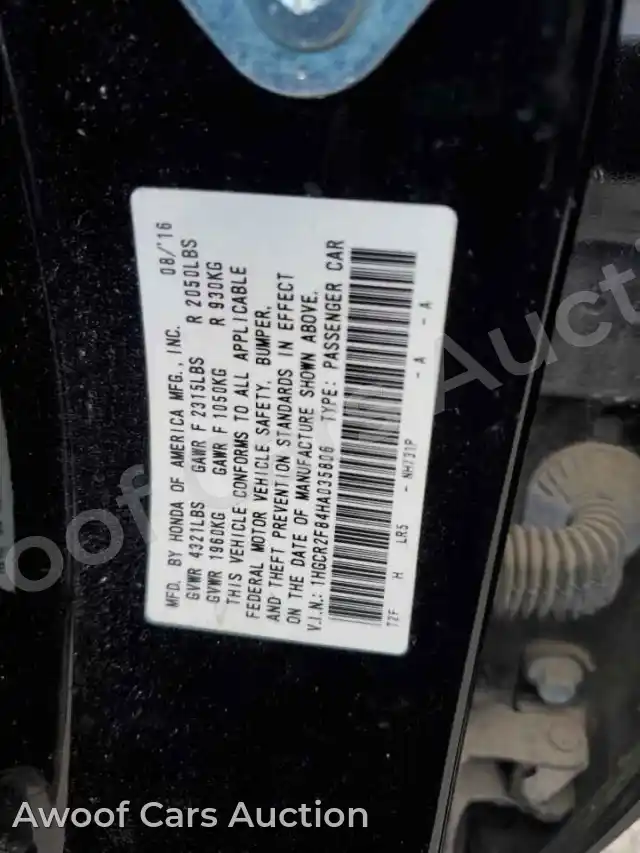 2017 Honda Accord 1HGCR2F84HA035806 — Copart auction photo 12