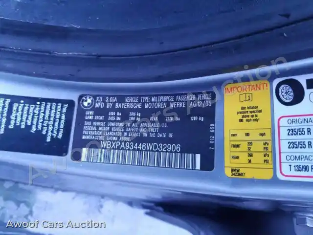 2006 BMW X3 WBXPA93446WD32906 — Manheim auction photo 12