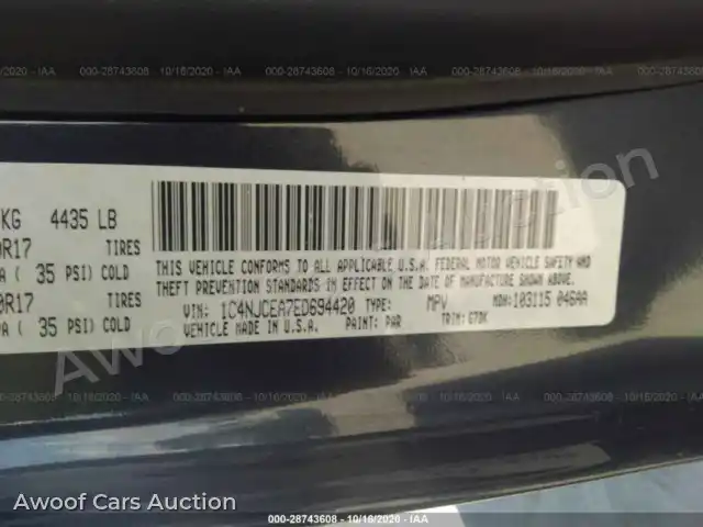 2014 Jeep Compass 1C4NJCEA7ED694420 — Iaai auction photo 9