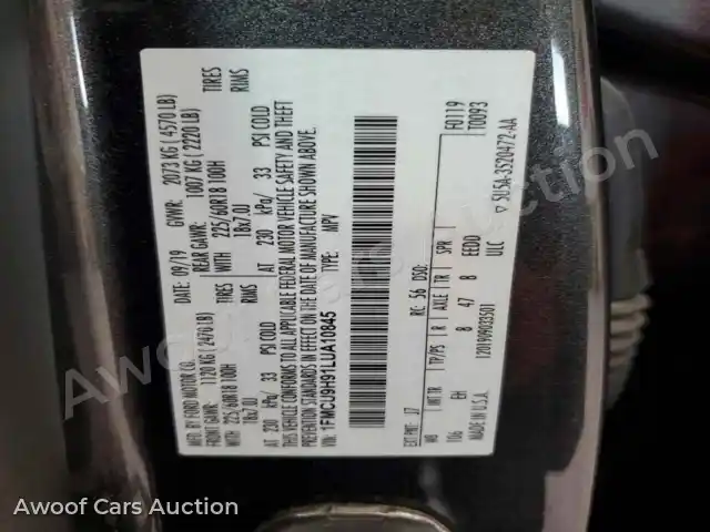 2020 Ford Escape 1FMCU9H91LUA10845 — Copart auction photo 14