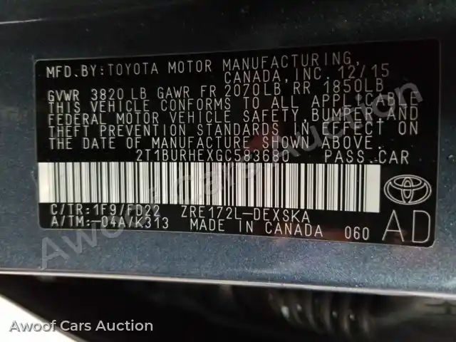 2016 Toyota Corolla 2T1BURHEXGC583680 — Manheim auction photo 14