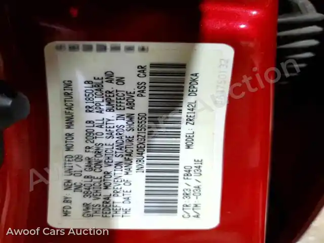 2009 Toyota Corolla 1NXBU40EX9Z156550 — hoton gwanjo Copart na 12