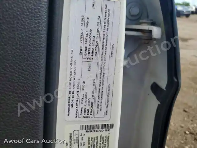 2015 Ford Explorer 1FM5K8F83FGC42885 — Copart auction photo 13