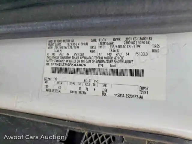2015 Ford Transit 1FTNE1ZM9FKA33076 — Copart auction photo 12