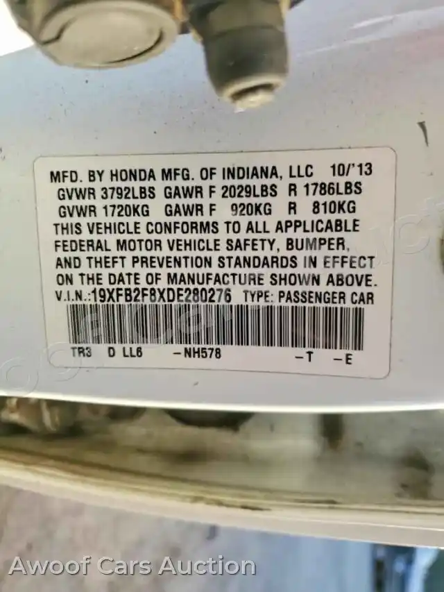 2013 Honda Civic 19XFB2F8XDE280276 — Copart auction photo 13