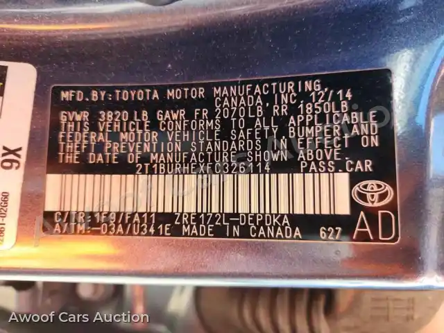 2015 Toyota Corolla 2T1BURHEXFC326114 — Copart auction photo 12