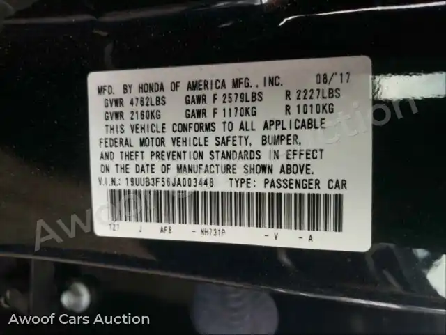 2018 Acura TLX 19UUB3F56JA003448 — Copart auction photo 10