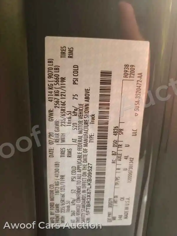 2020 Ford Transit 1FTBR3X87LKB09527 — Manheim auction photo 12