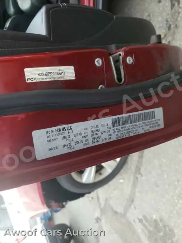 2016 Jeep Compass 1C4NJDEB2GD776217 — Copart auction photo 10
