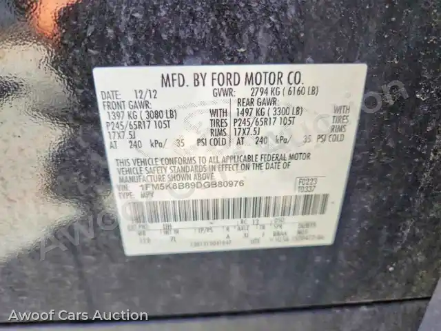 2013 Ford Explorer 1FM5K8B89DGB80976 — Copart auction photo 13