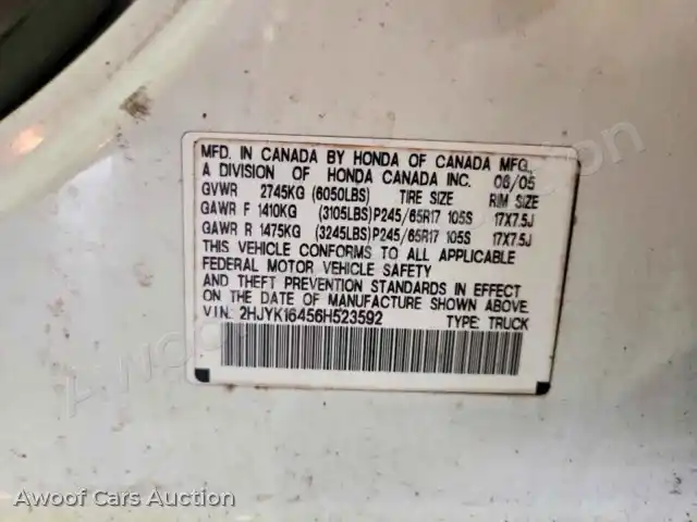2006 Honda Ridgeline 2HJYK16456H523592 — Copart auction photo 12