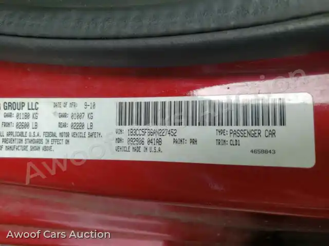2010 Dodge Avenger 1B3CC5FB6AN227452 — Copart auction photo 10