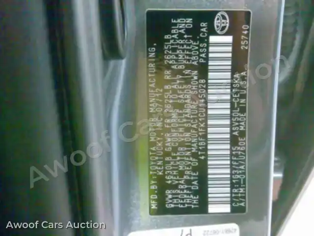 2012 Toyota Camry 4T1BF1FK1CU145028 — Manheim auction photo 6