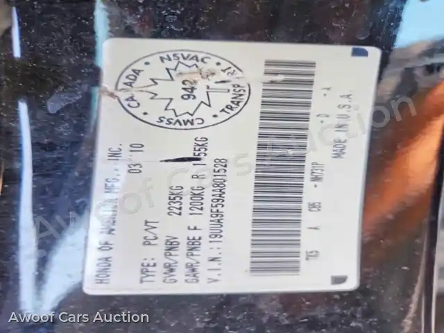 2010 Acura TLX 19UUA9F59AA801528 — Copart auction photo 12