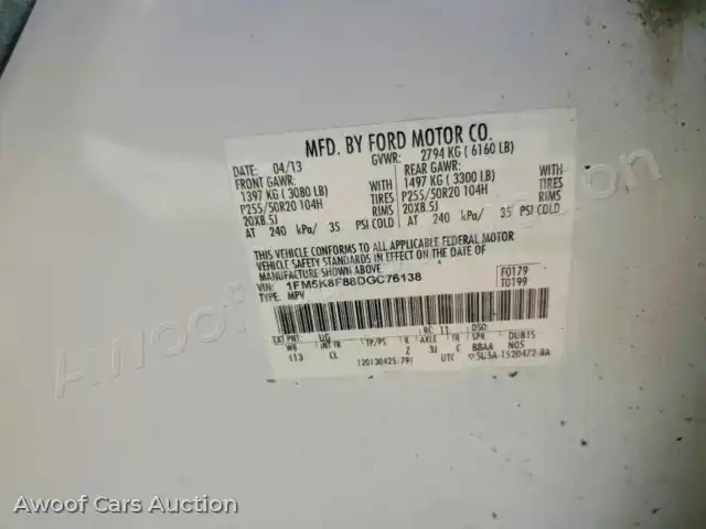2013 Ford Explorer 1FM5K8F88DGC76138 — Copart auction photo 13