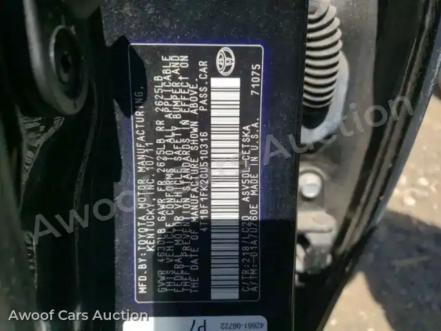 2012 Toyota Camry 4T1BF1FK2CU510316 — Copart auction photo 10