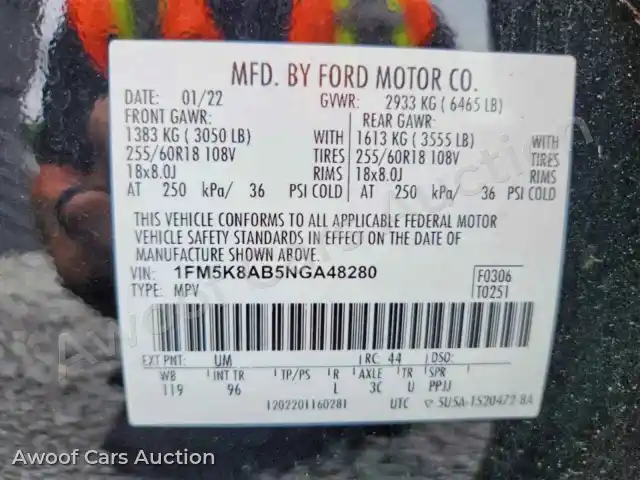 2022 Ford Explorer 1FM5K8AB5NGA48280 — Copart auction photo 14