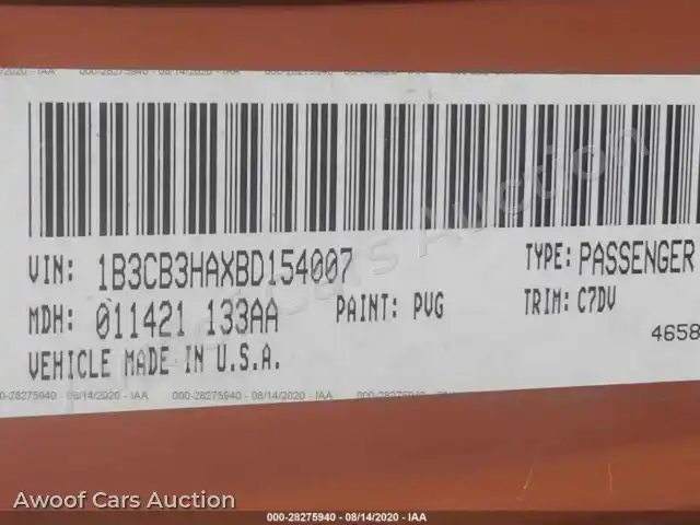 2011 Dodge Caliber 1B3CB3HAXBD154007 — hoton gwanjo Iaai na 9